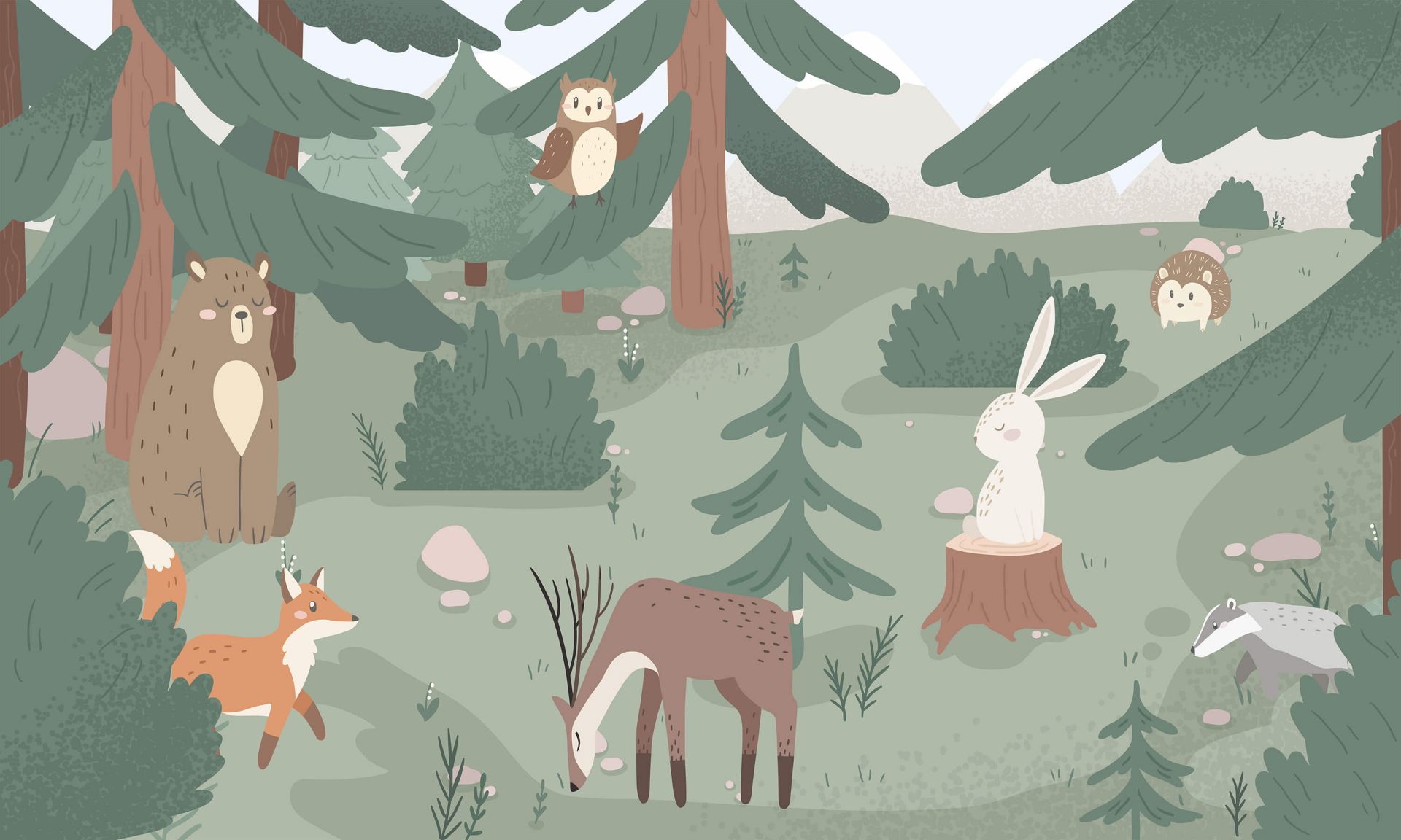 Forêt avec des animaux