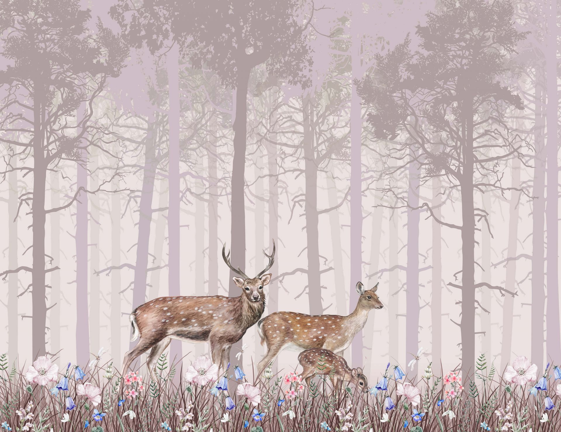 Famille de cerfs, rose main product photo