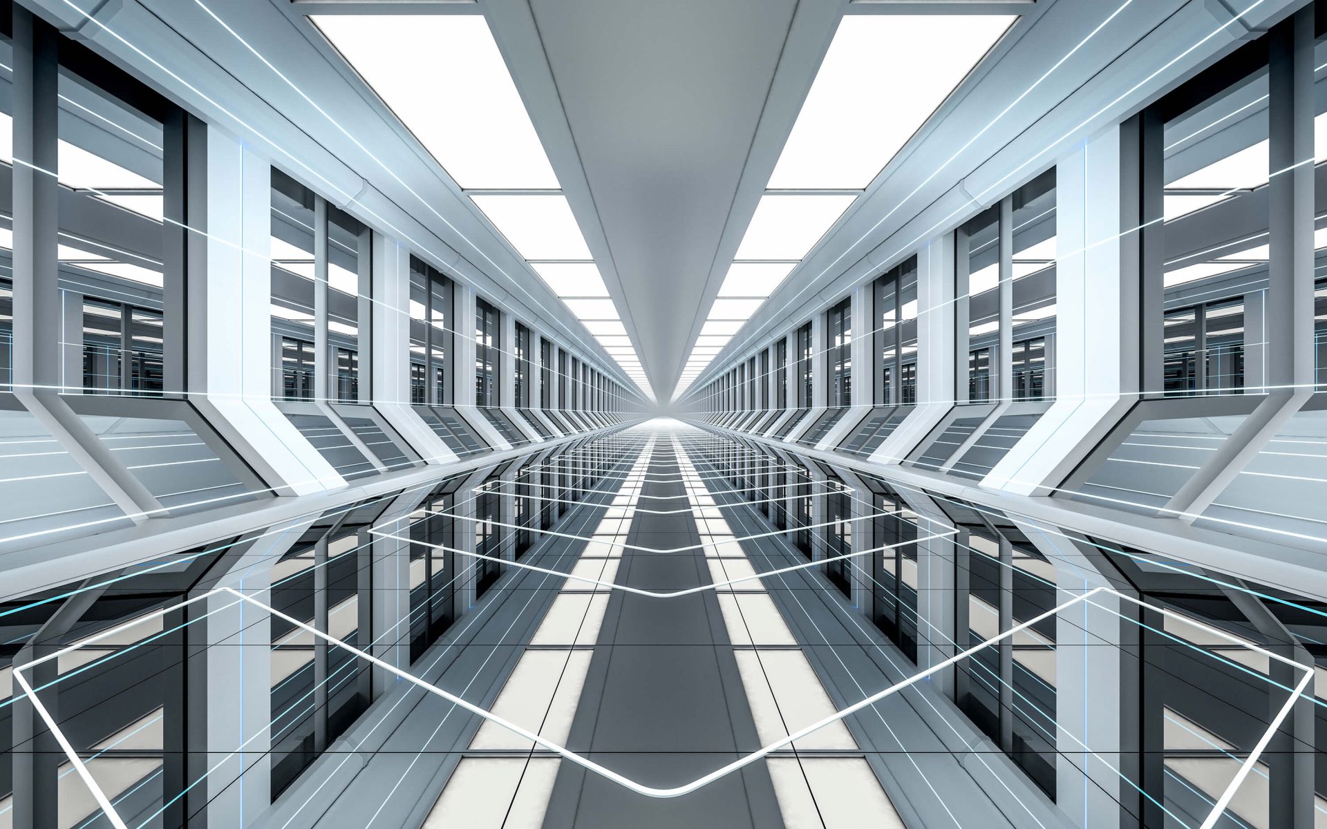 Couloir 3D dans un bureau
