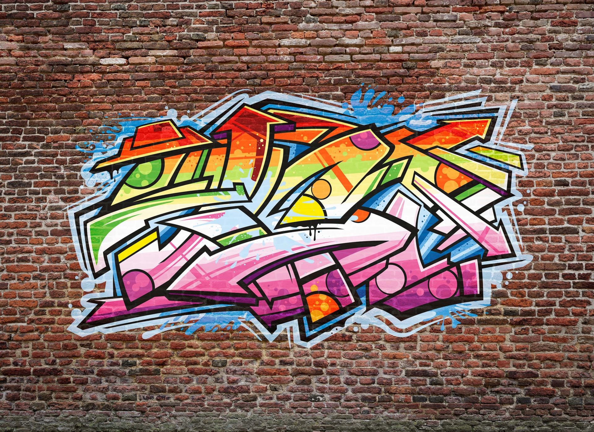 Graffiti sur brique rouge