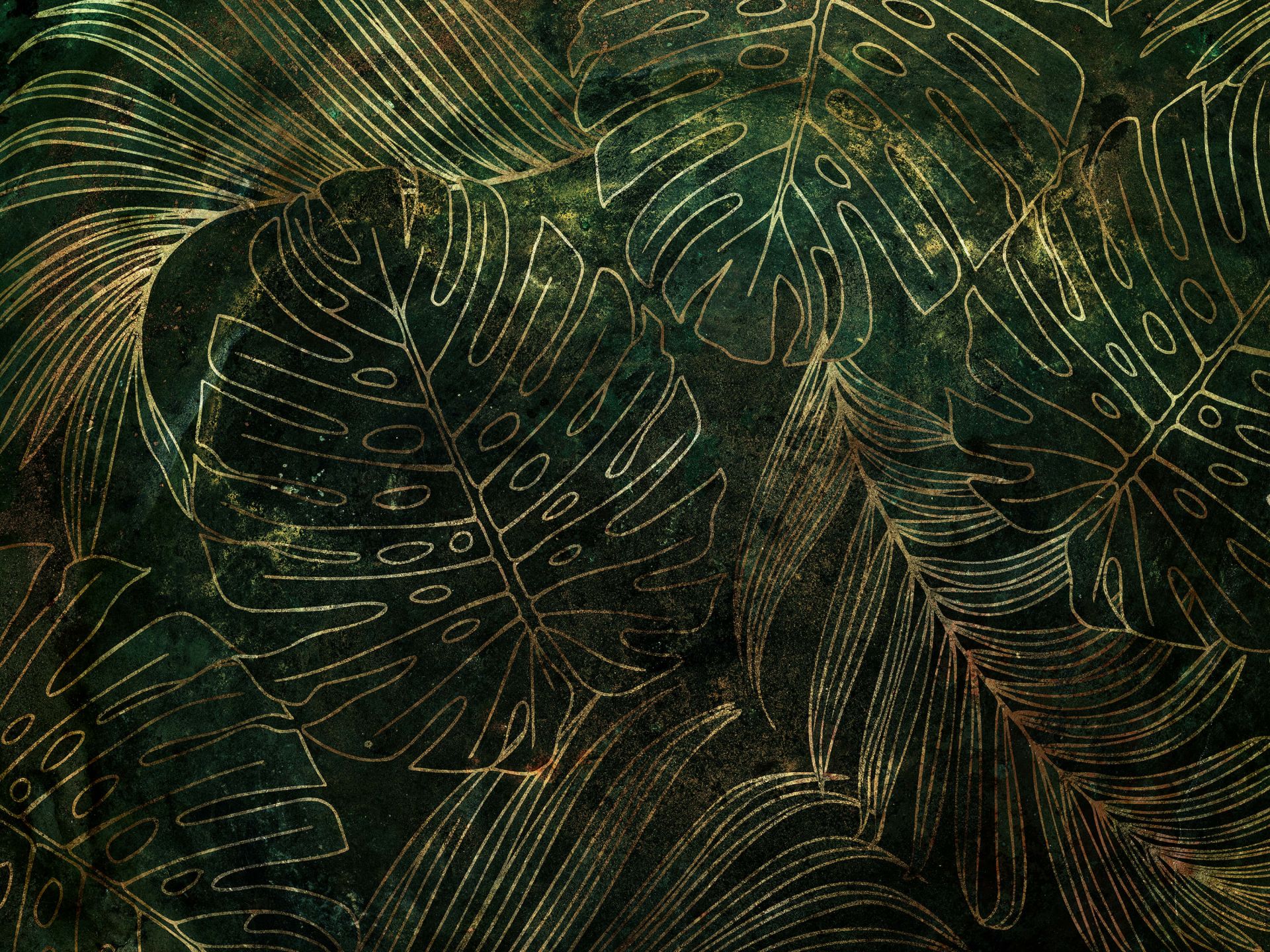 Structure verte avec des feuilles dorées