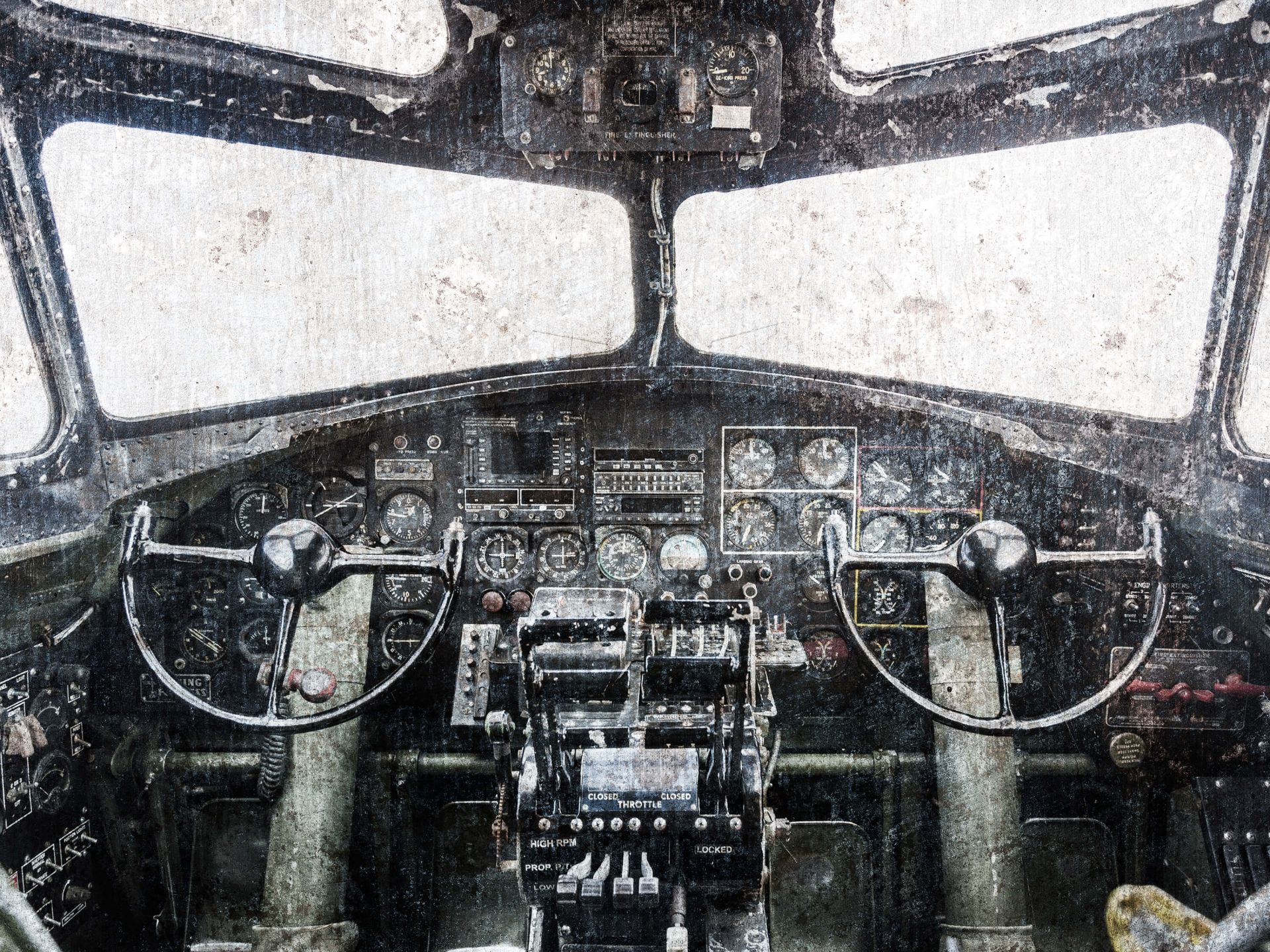 Cockpit d'avion vintage