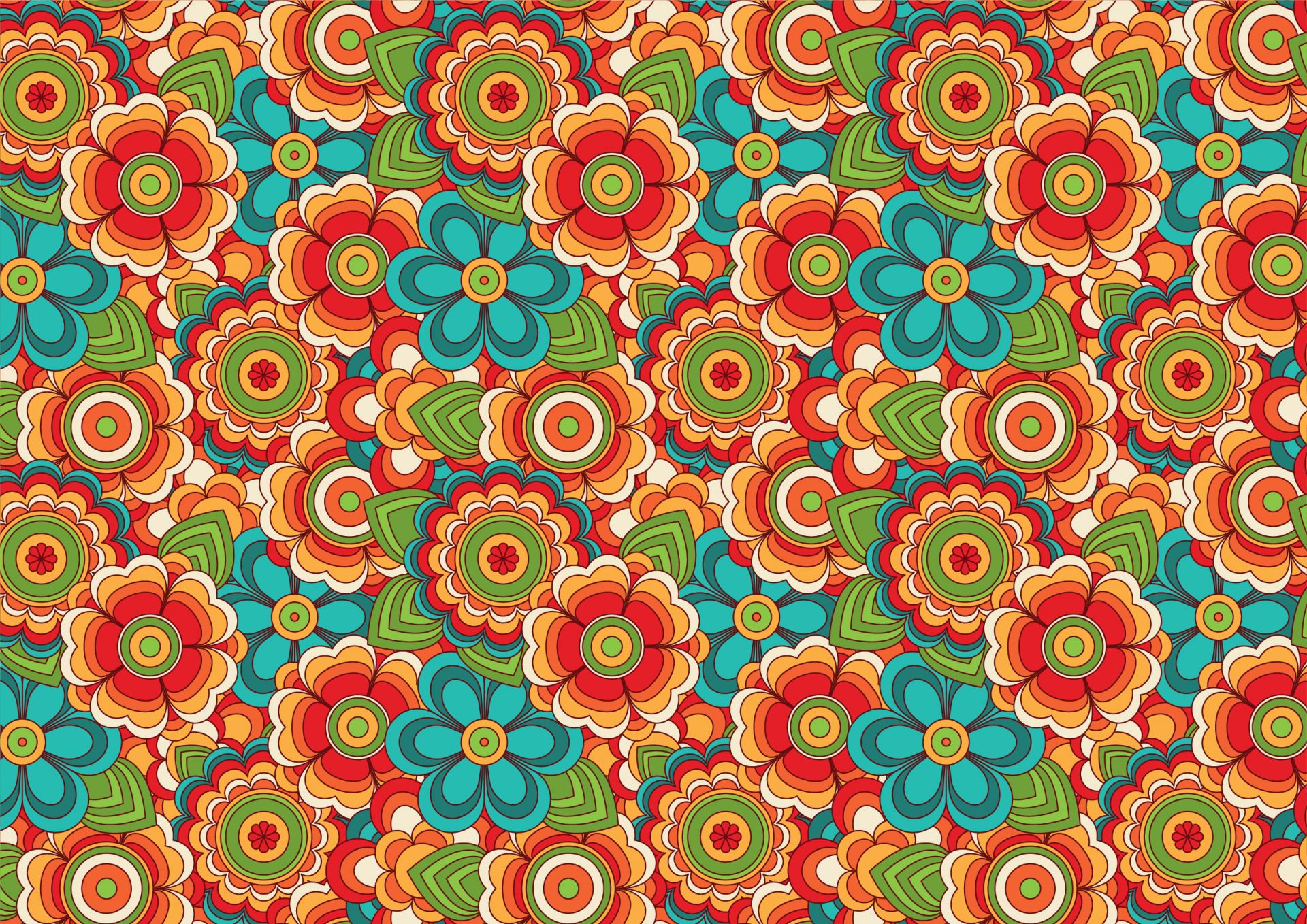 Fleurs rétro colorées