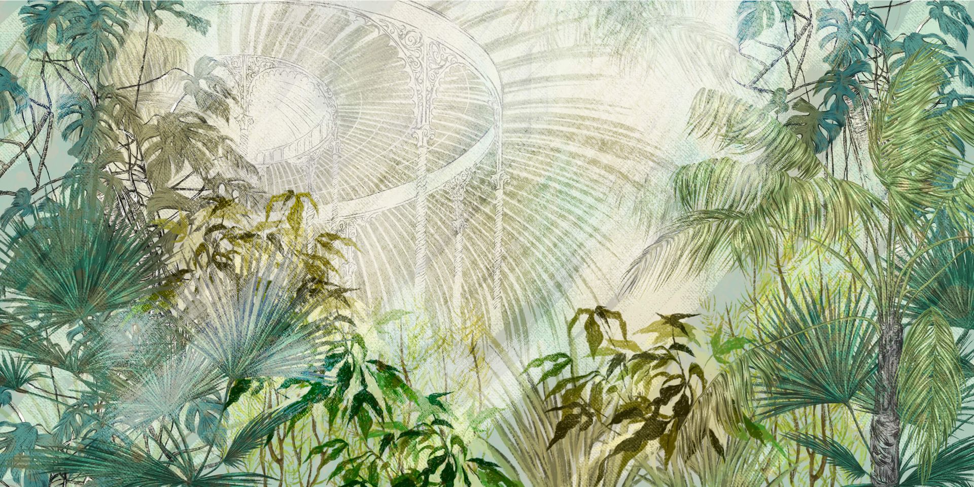 Verrière avec plantes tropicales