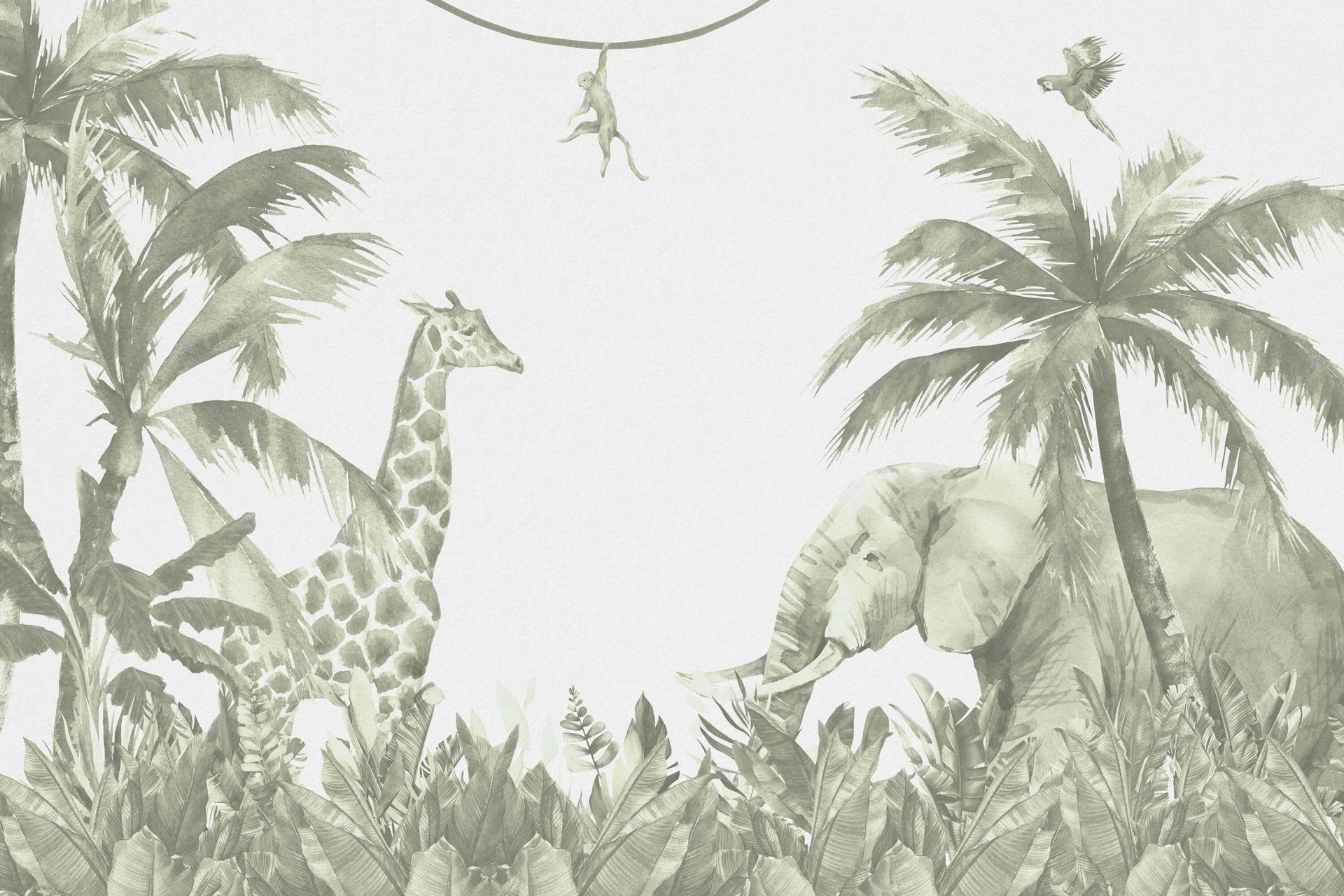 Divers animaux de la jungle en vert d'eau main product photo