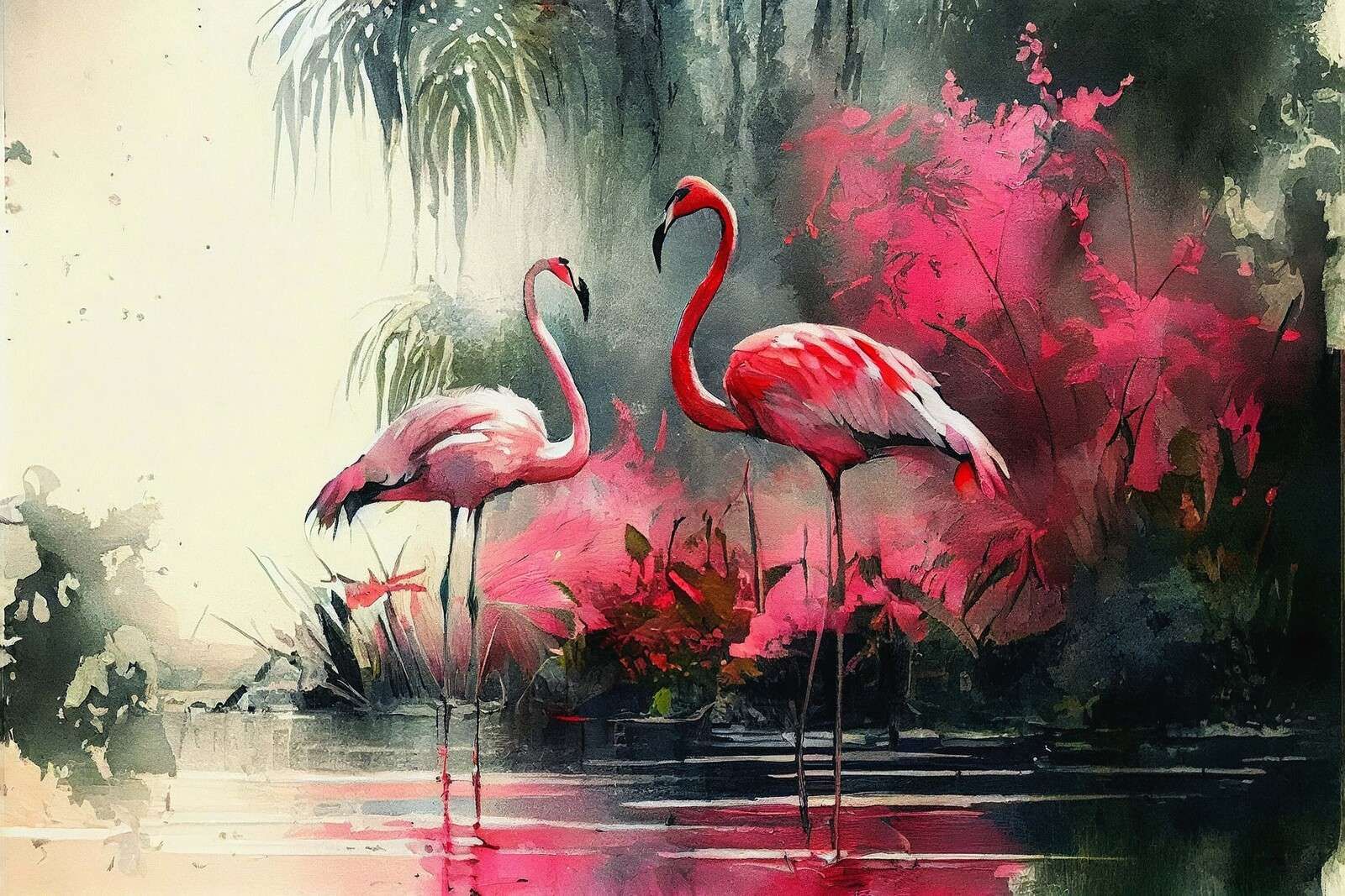 Esquisse de Flamant Carmin
