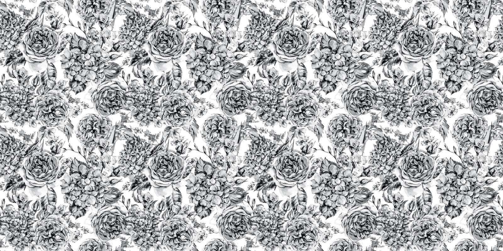 Jardin de Fleurs Noir et Blanc