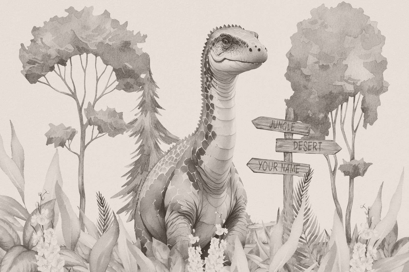 Bébé brachiosaure dans la jungle beige Bébé brachiosaure dans la jungle beige