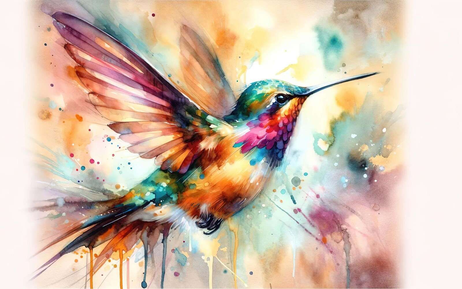 Colibri iridescent en plein vol