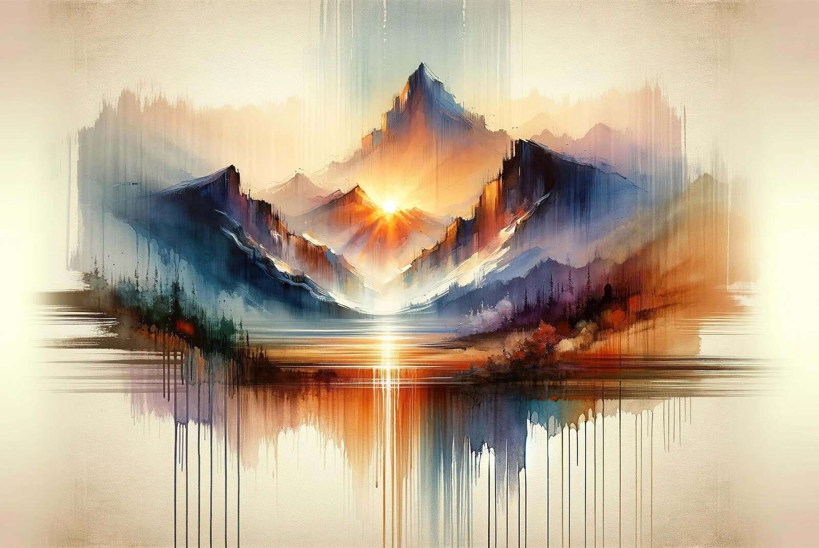 Paysage de montagnes abstraites à l'aquarelle
