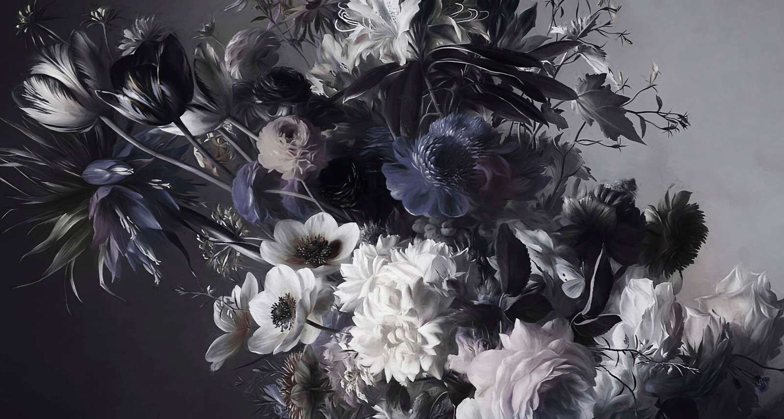 Grand bouquet avec des anémones bleues