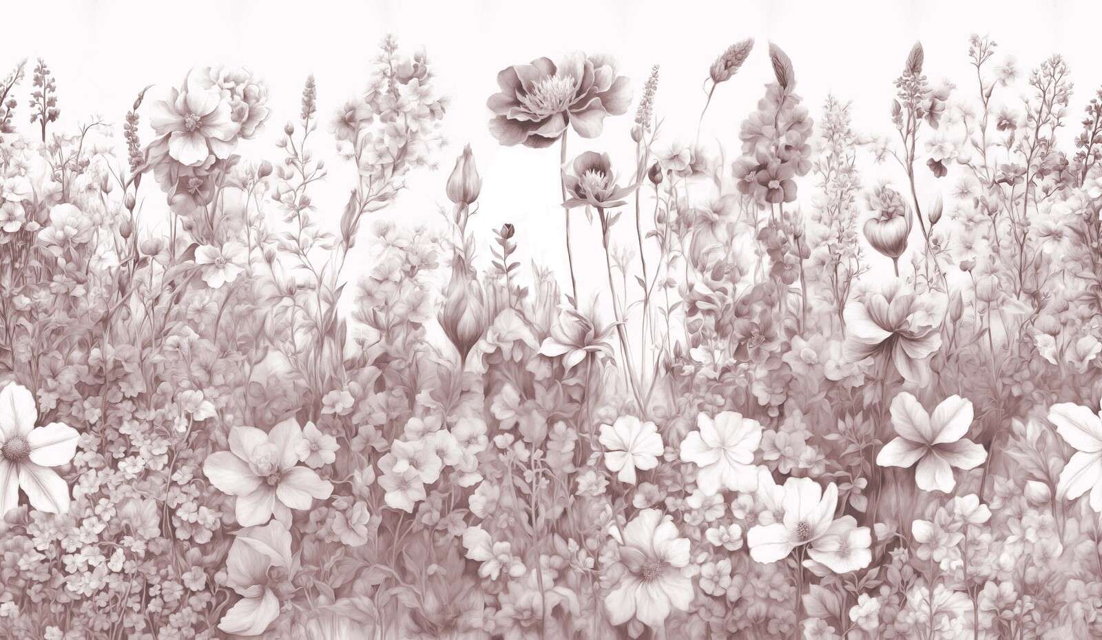 Fleurs de mon âme sans couture - rose