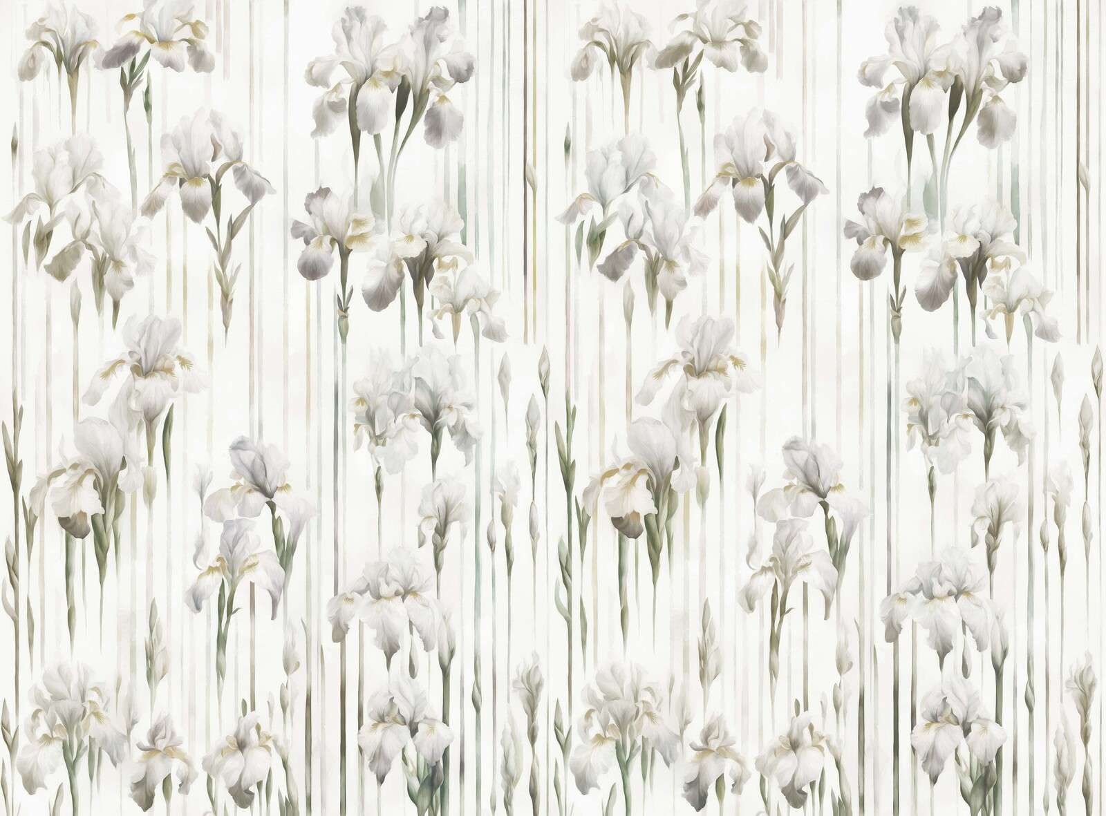 Iris et Rayures Beige Sans Couture