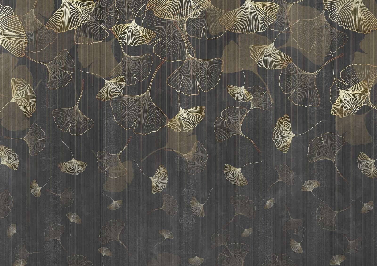 Feuilles de ginkgo dans une brume dorée