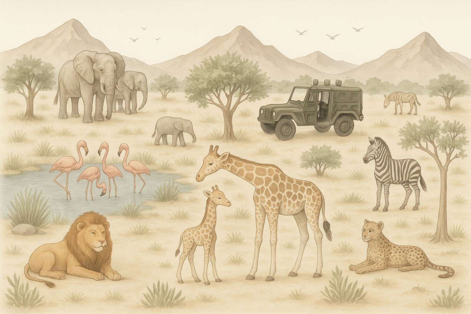 Safari aventureux dans la savane.