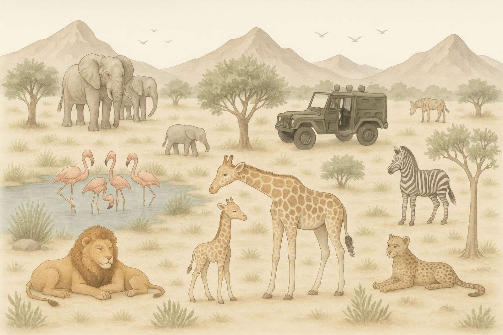Safari aventureux dans la savane.