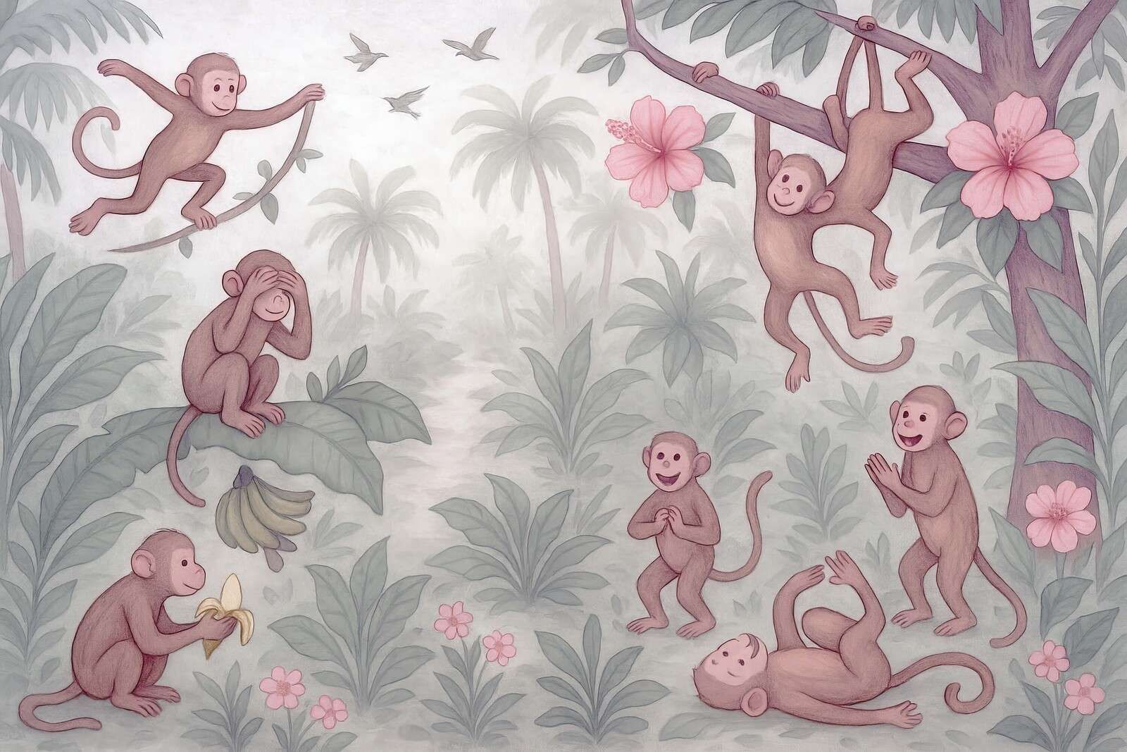 Singes espiègles dans la jungle.