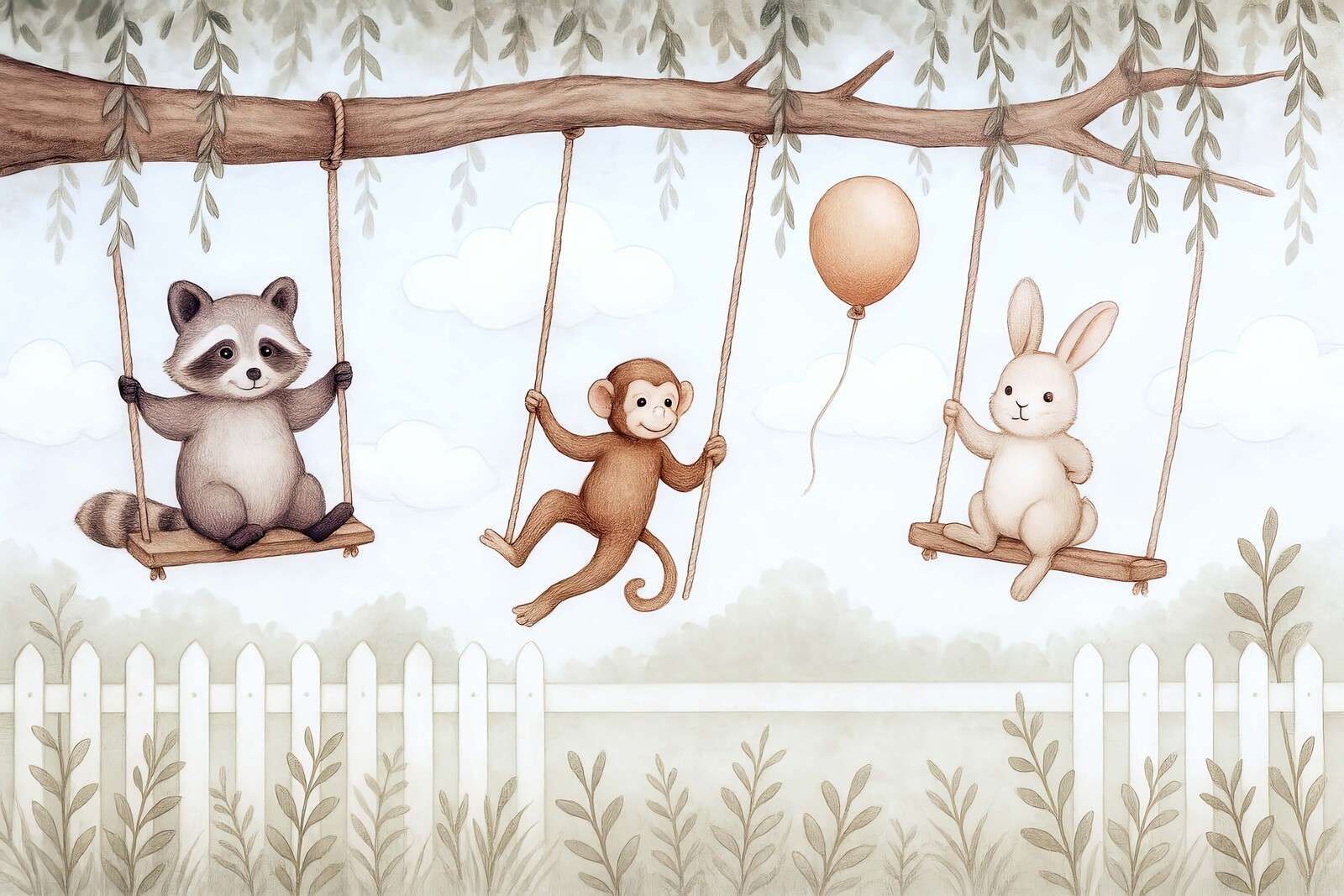 Plaisir de balancer avec des amis de la forêt