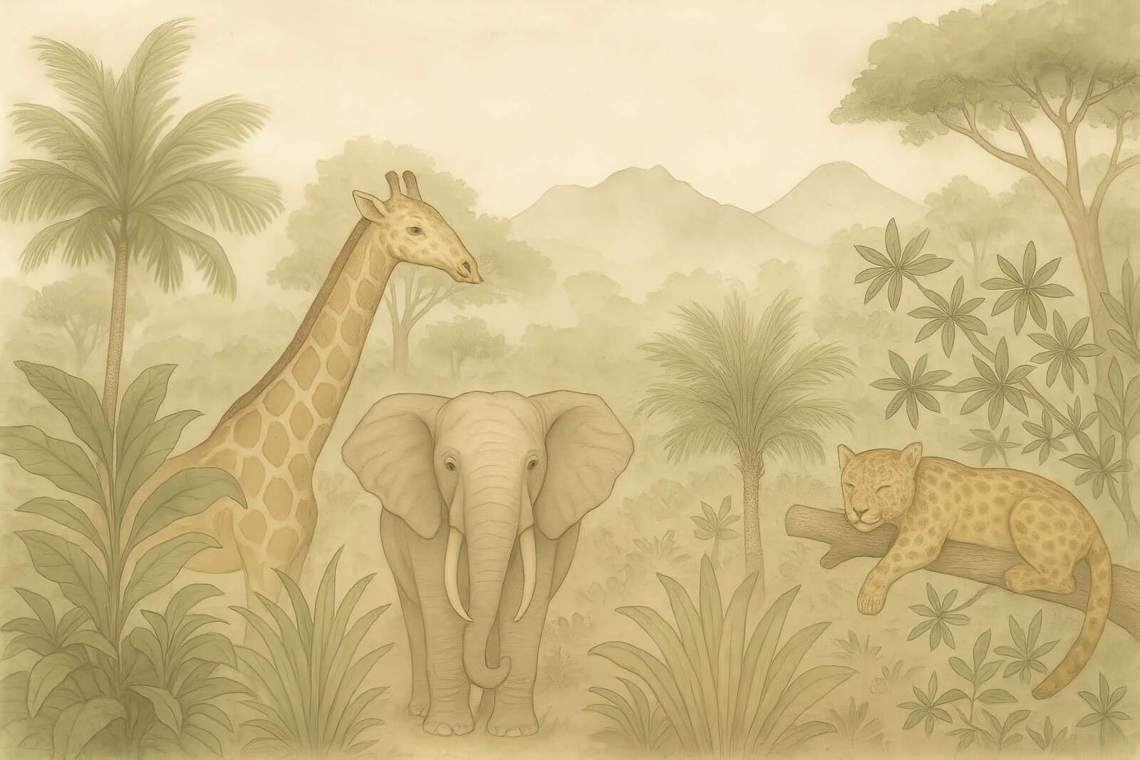 Amis de la jungle en sépia