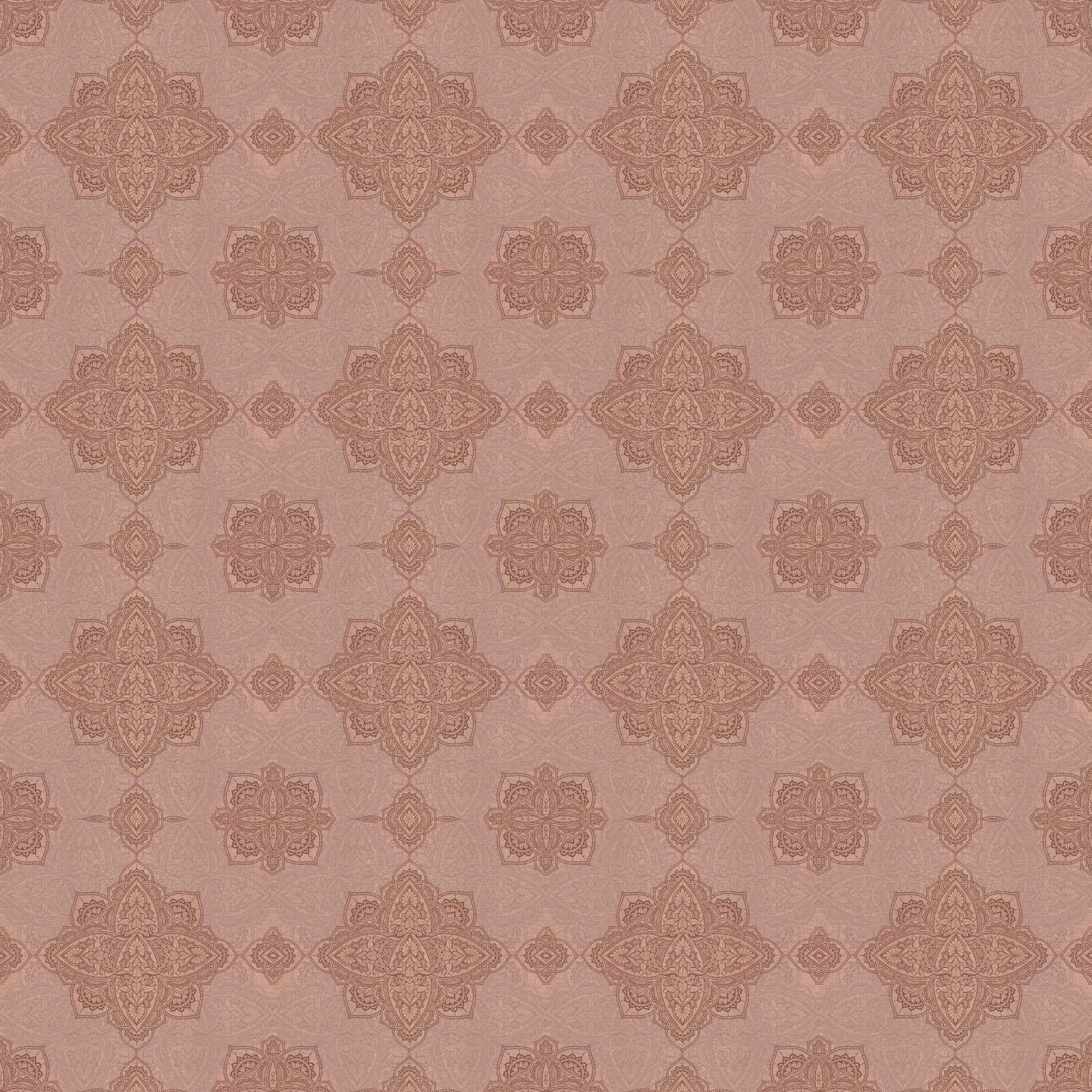 motif oriental à médaillon vieux rose