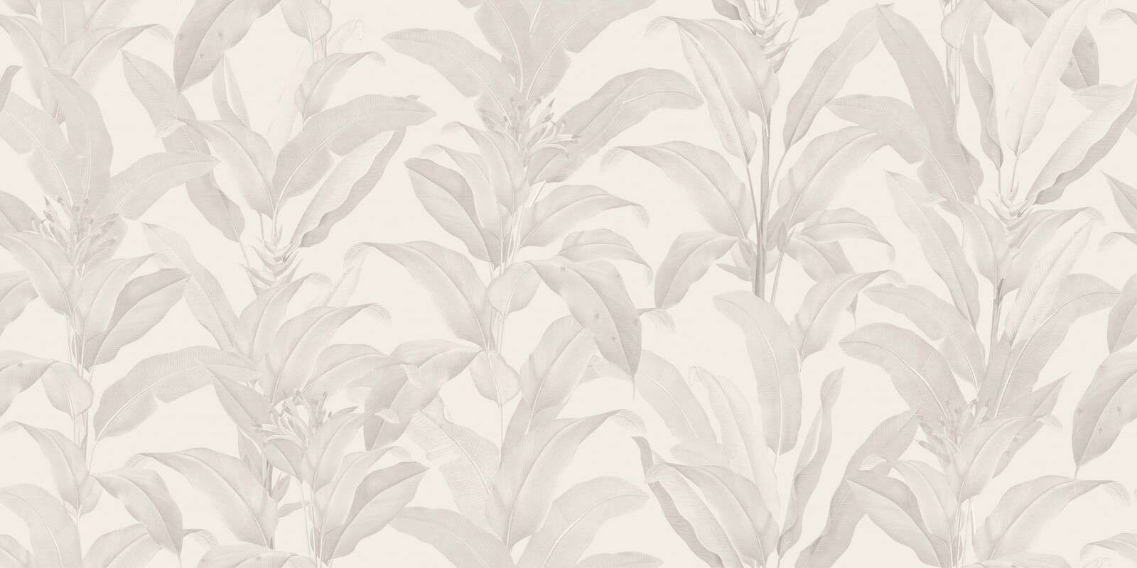 Feuilles tropicales en beige lin