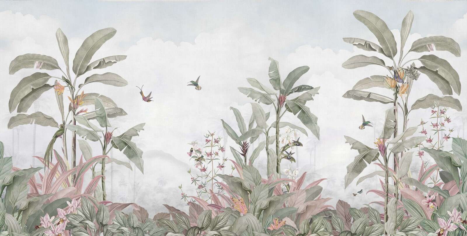 Colibris parmi les feuilles tropicales