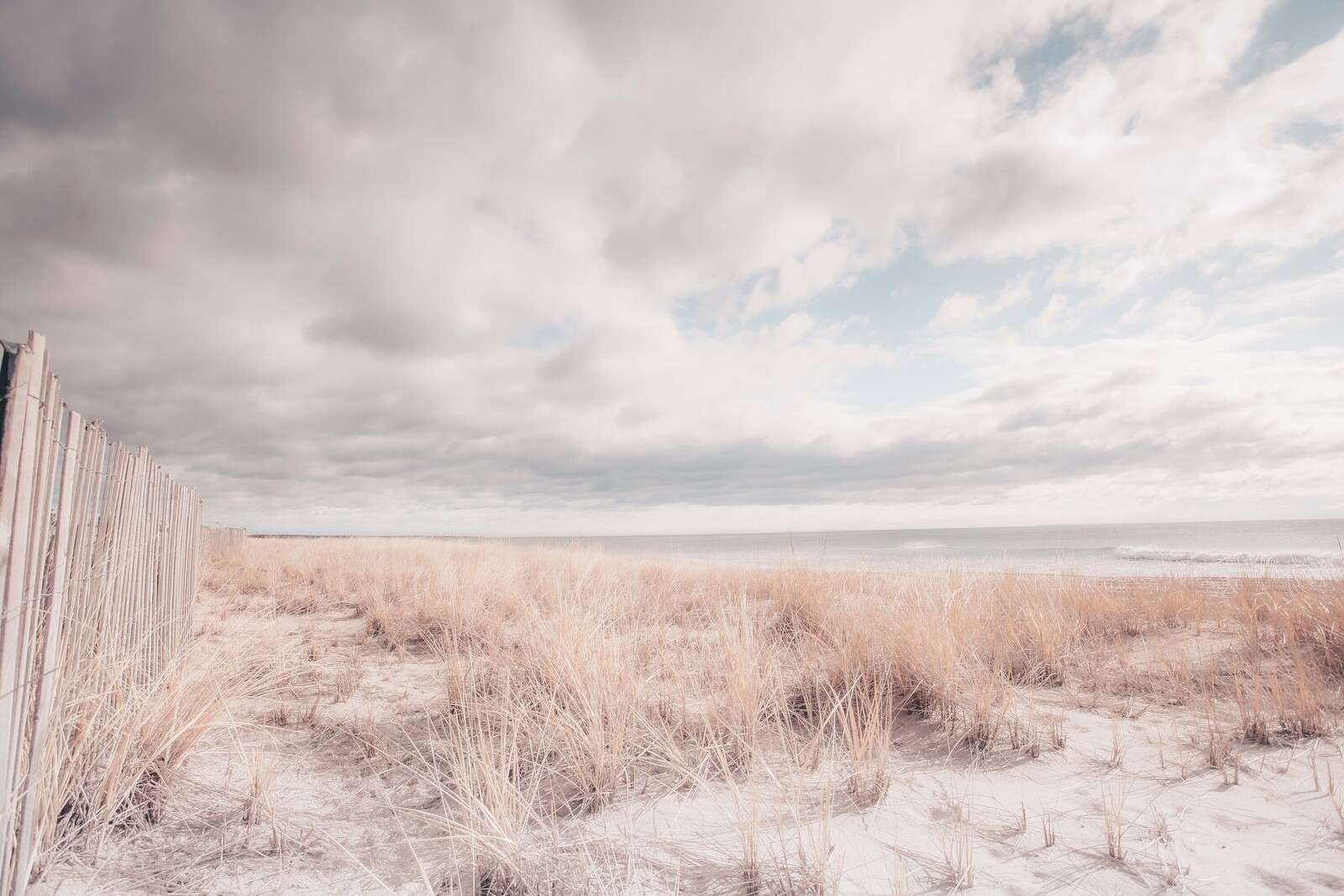 Dunes de sable sur une côte tranquille.