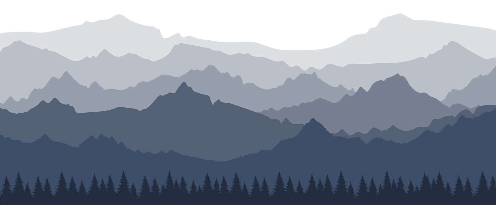 Montagnes sombres avec une forêt d'épicéas