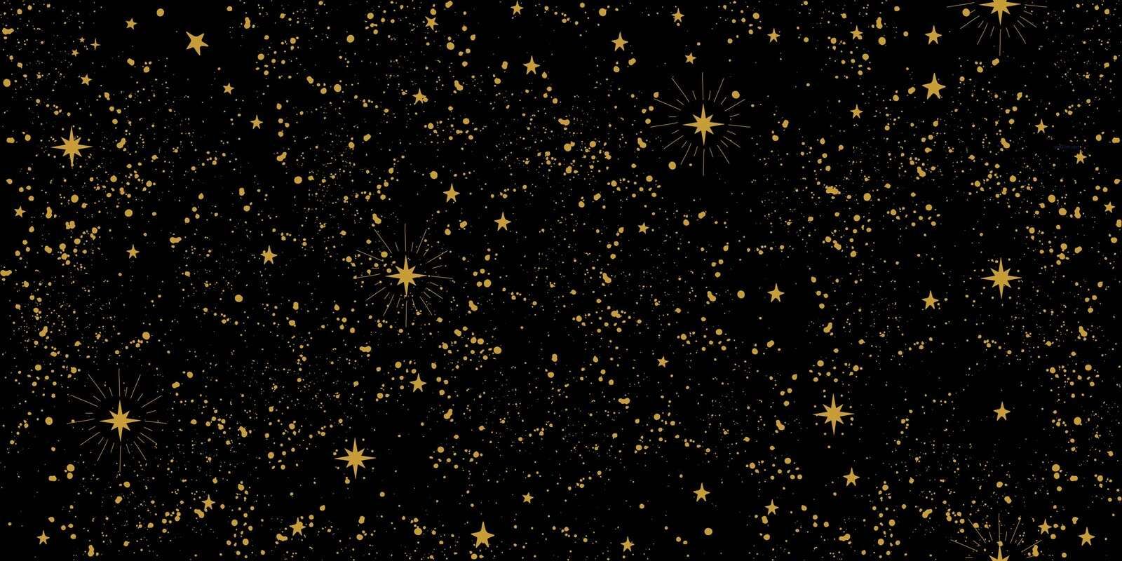 Pluie d'étoiles dorées sur fond noir