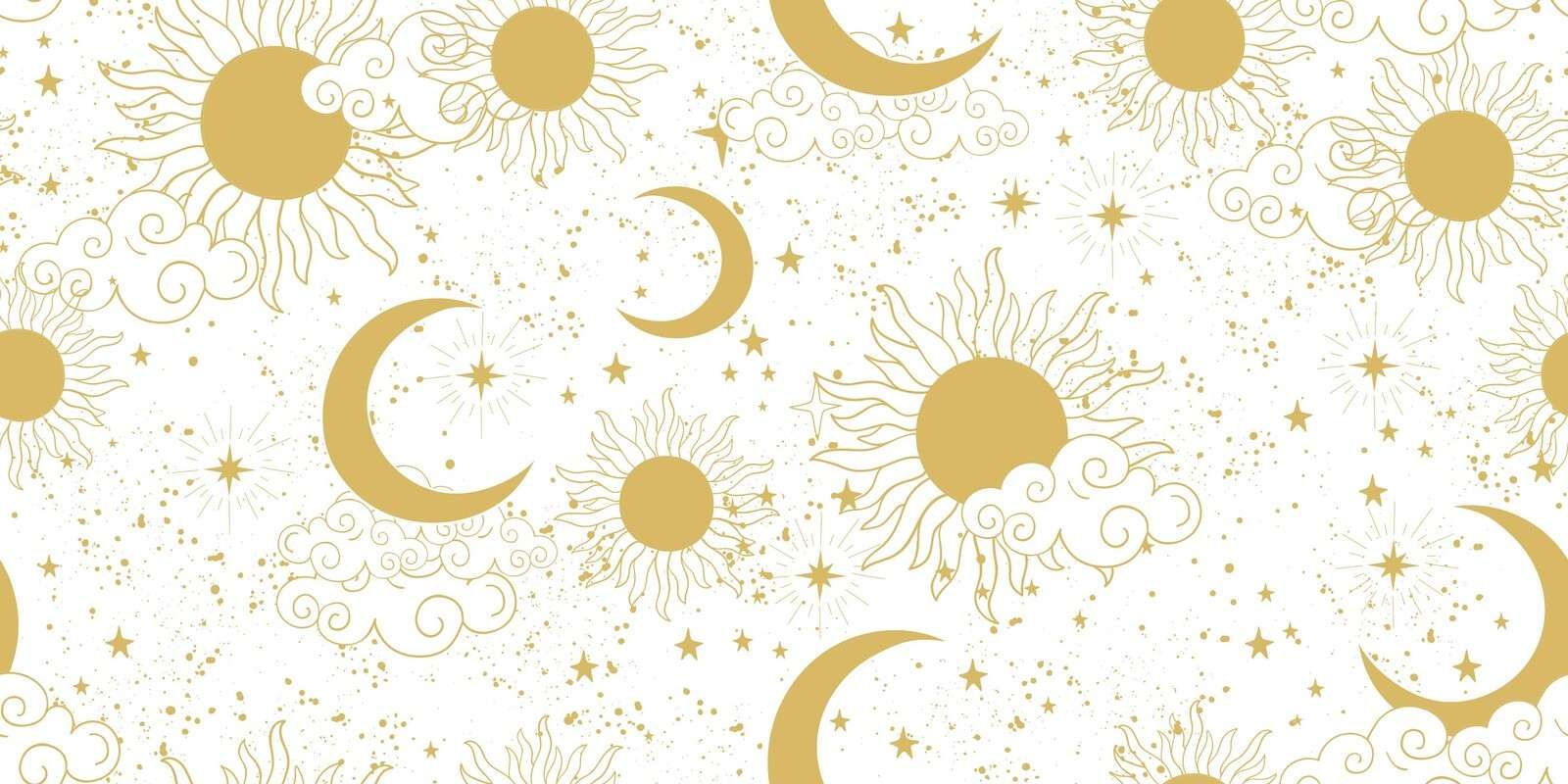 Soleil, lune et étoiles en or