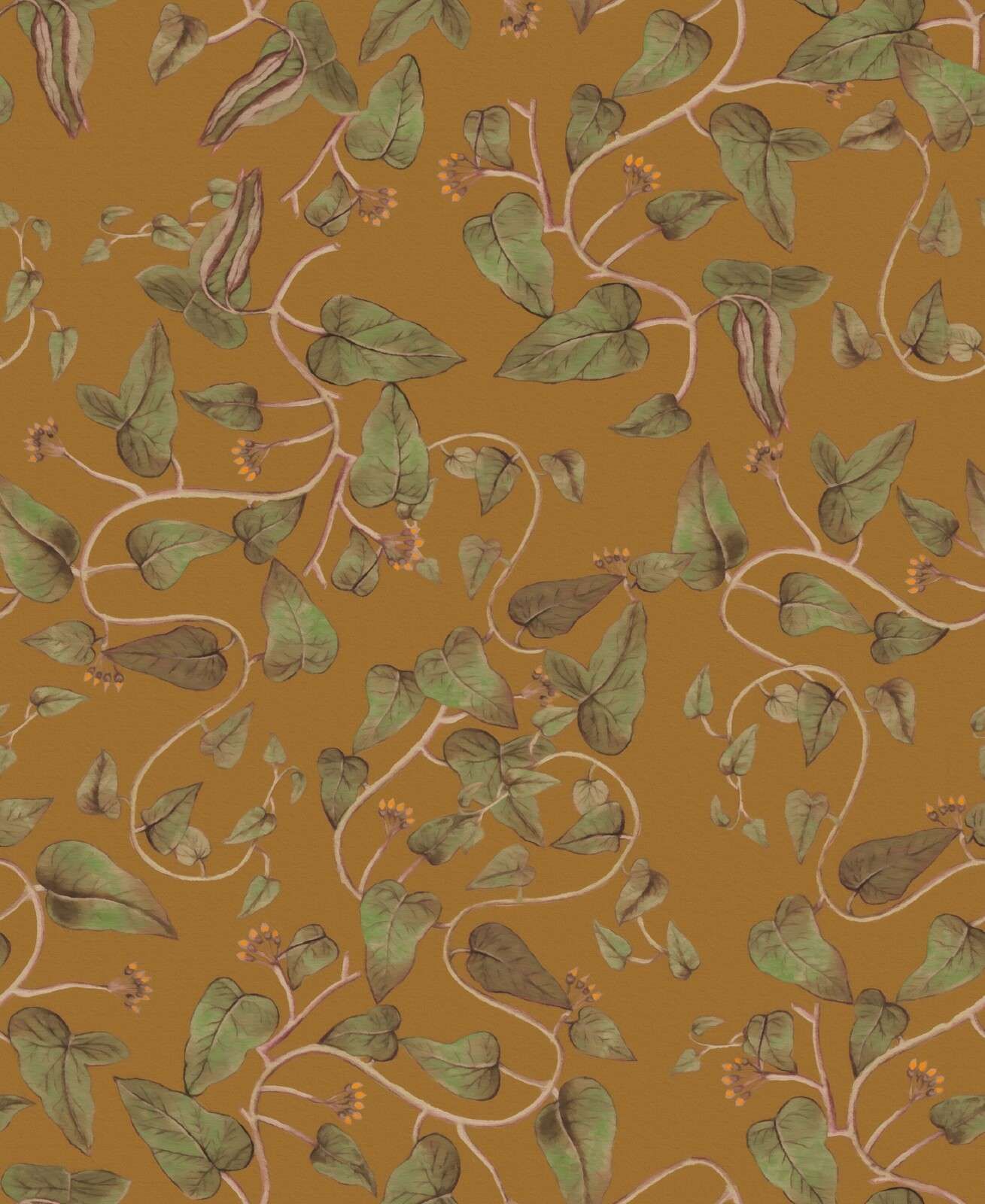 Vignes de haricots grimpants sur jaune ocre