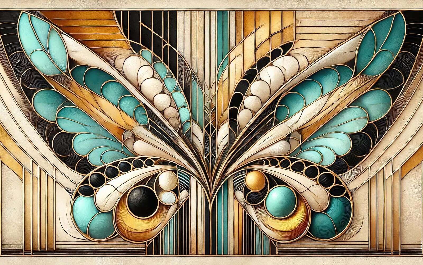 Papillon dans les couleurs éclatantes de l'Art déco.