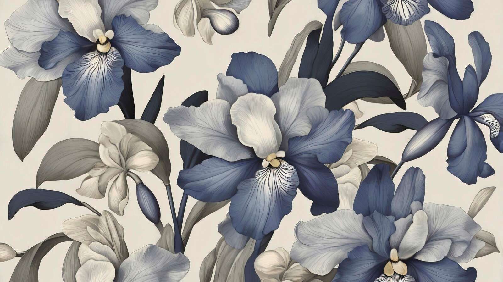 Orchidées bleues en nuances de gris