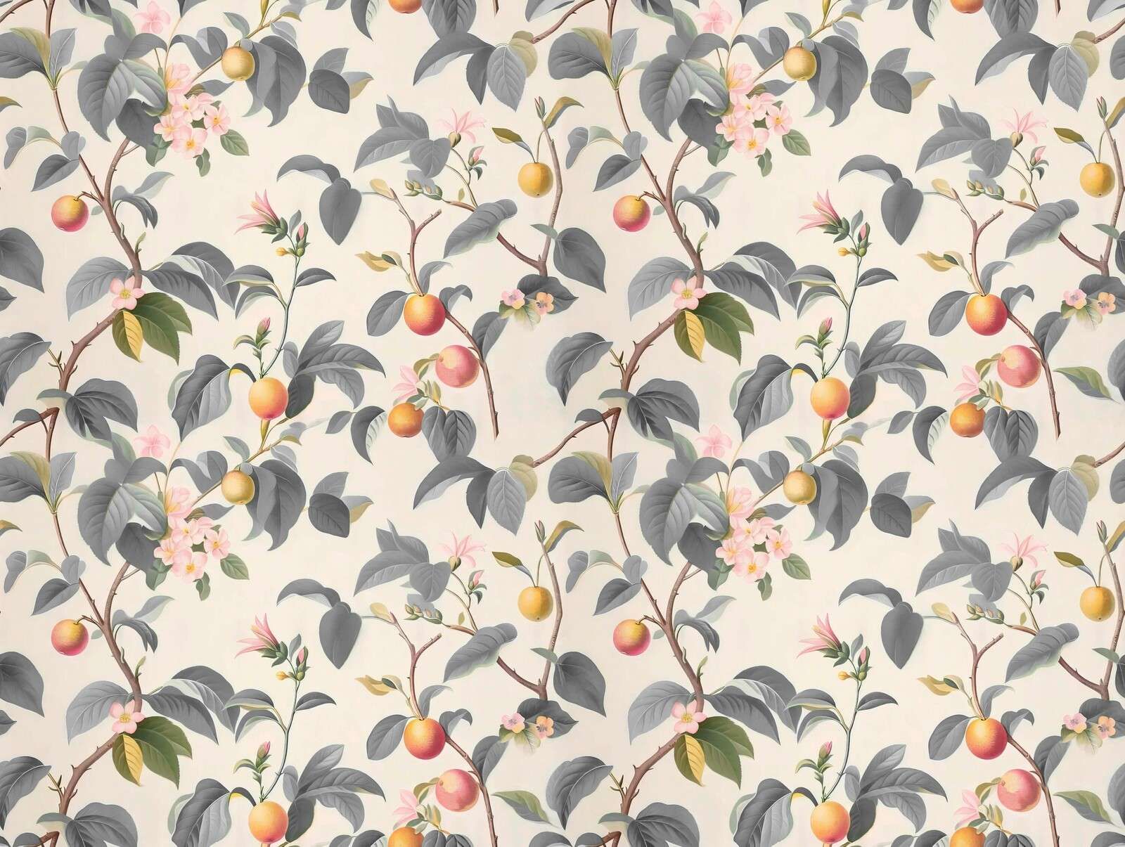 Arbre fruitier avec des feuilles grises.