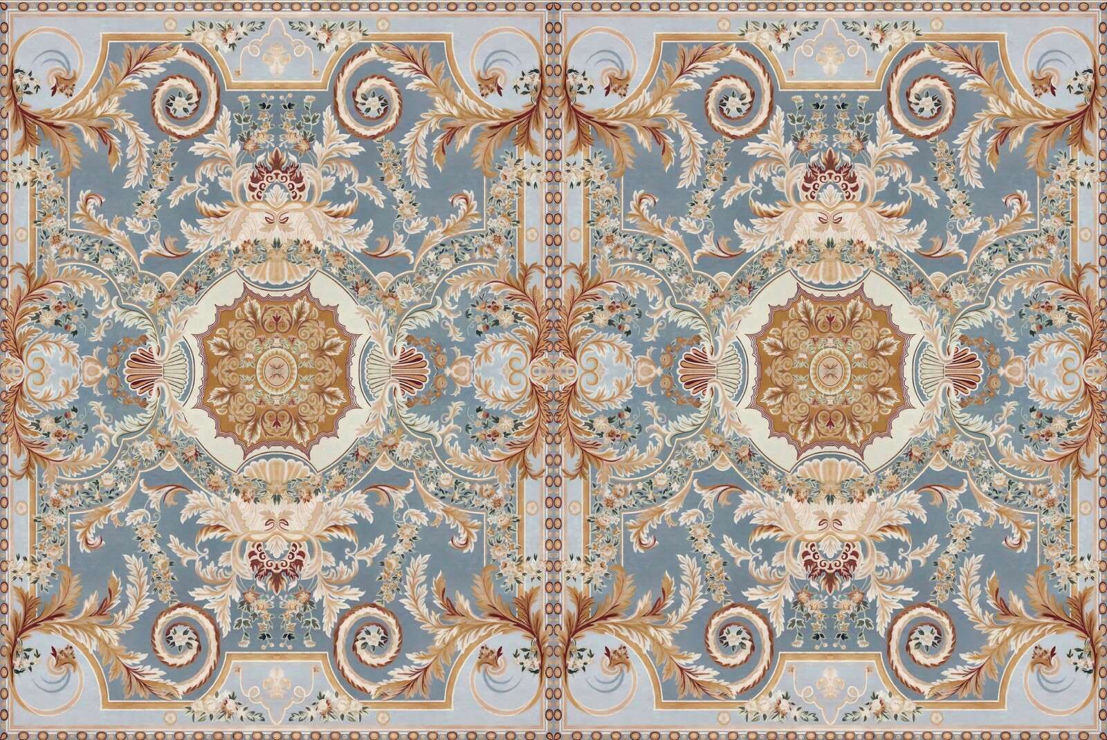 Ornement baroque en bleu clair.