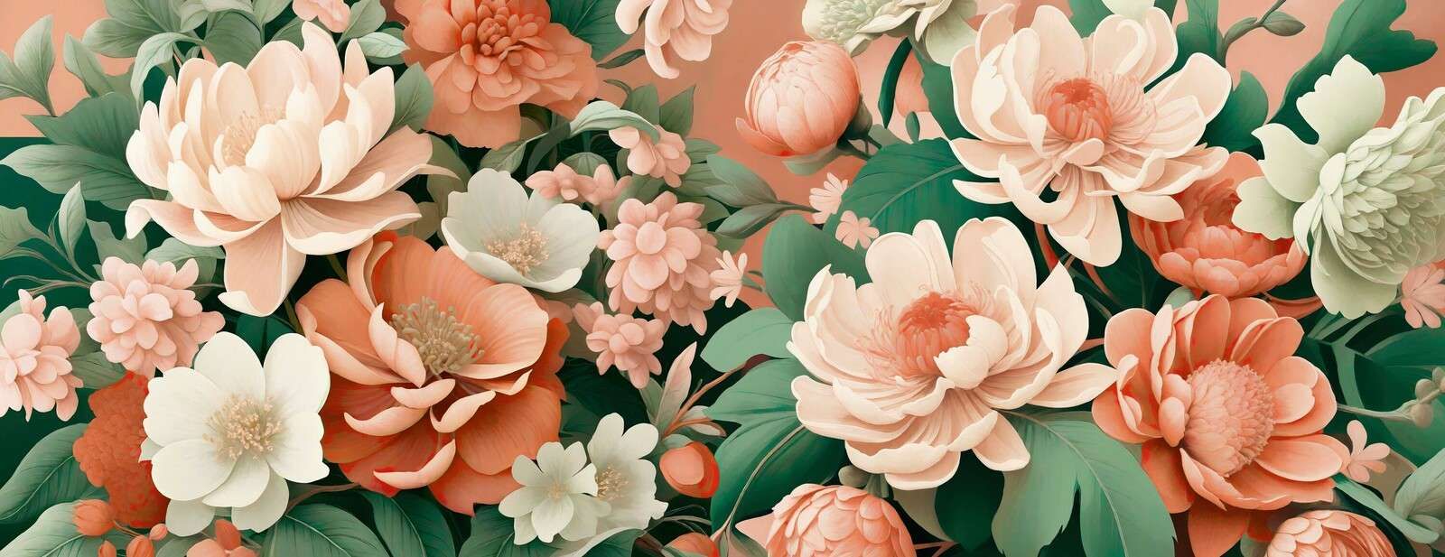 Grandes pivoines dans des tons pêche