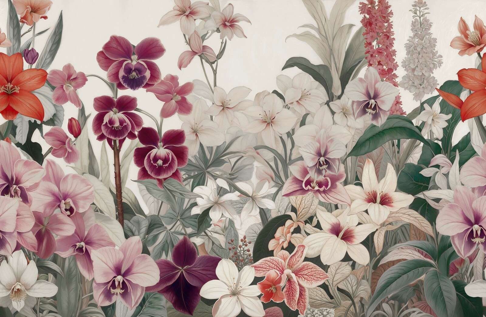 Fleurs exotiques aux douces teintes pastel