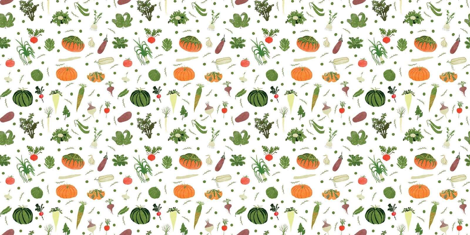 Jardin potager avec des citrouilles et des radis