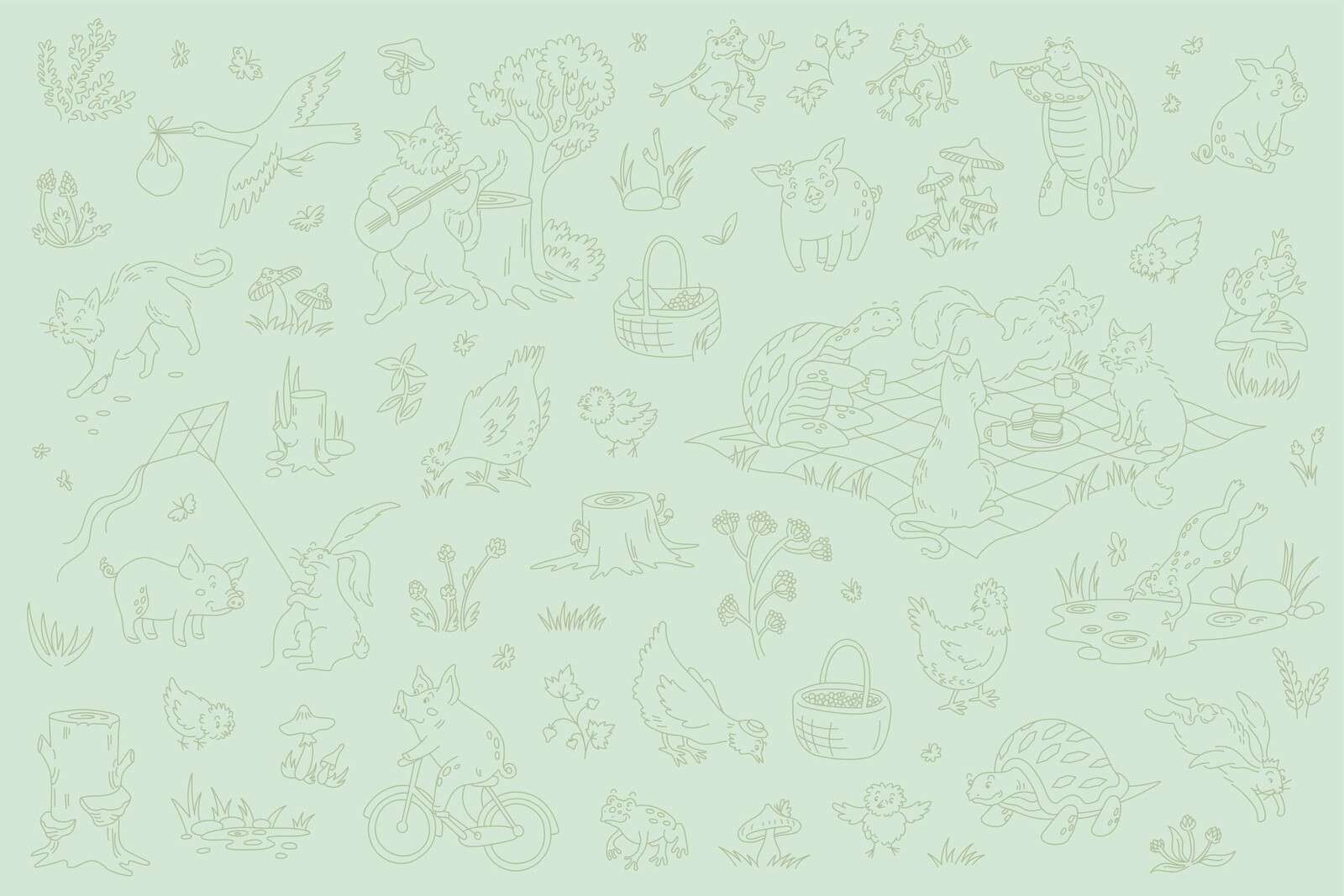 forêt animaux calme lumière vert menthe