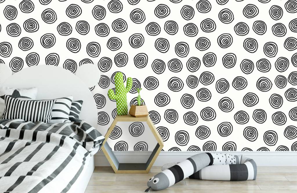 Abstrait - Cercles abstraits en noir et blanc - Chambre d'hobby 3